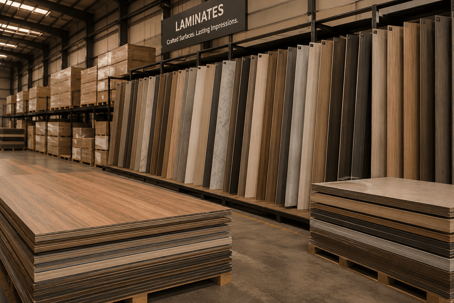 Laminates display at Aarish warehouse